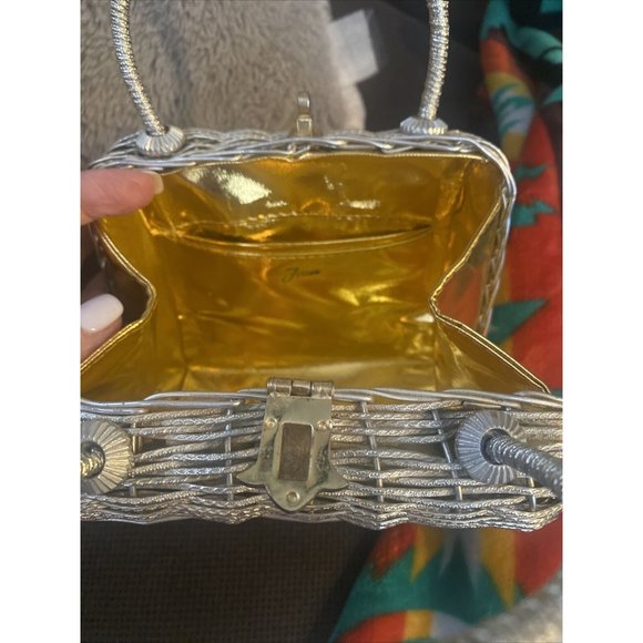 VINTAGE FORSUM MID-CENTURY 1960'S ERA WHITE BASKETWEAVE PURSE / HANDBAG‎ - Picture 5 of 11